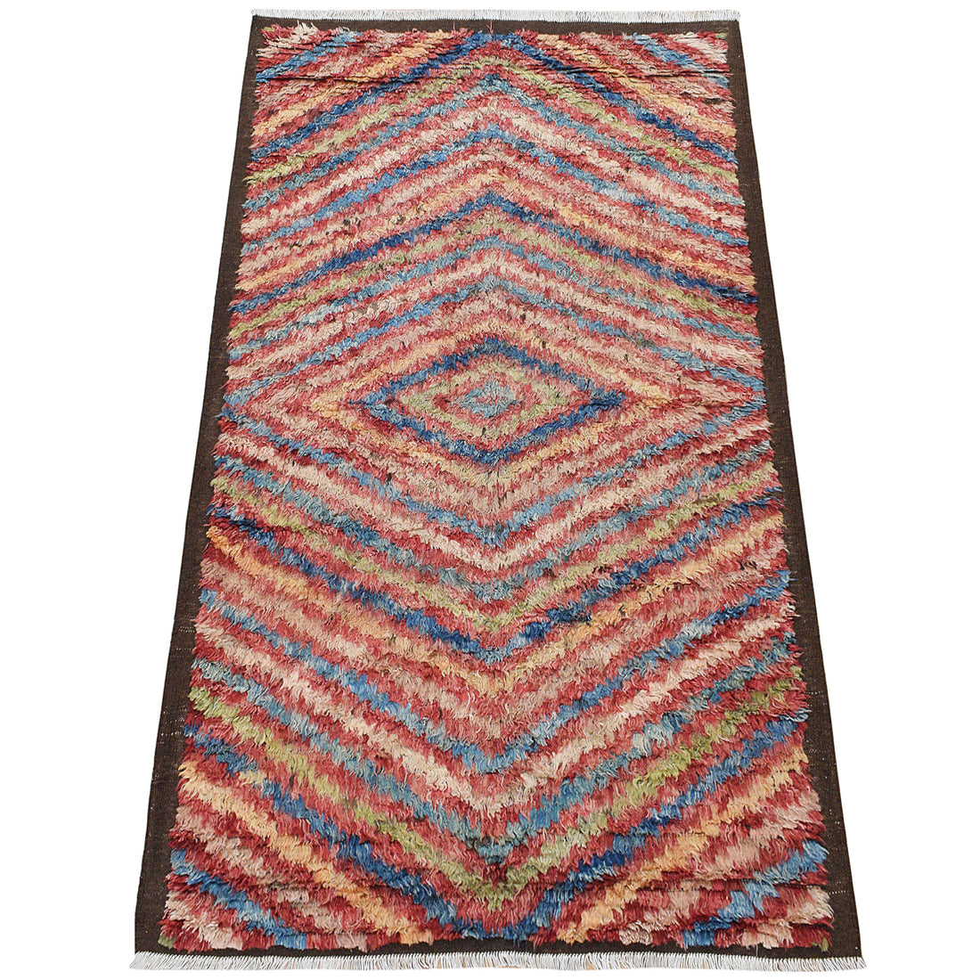 Geometric Thick Plush Shaggy Moroccan Area Rug 5x8
