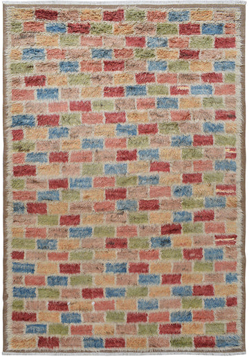 Checkered Plush Shaggy Moroccan Area Rug 8x11