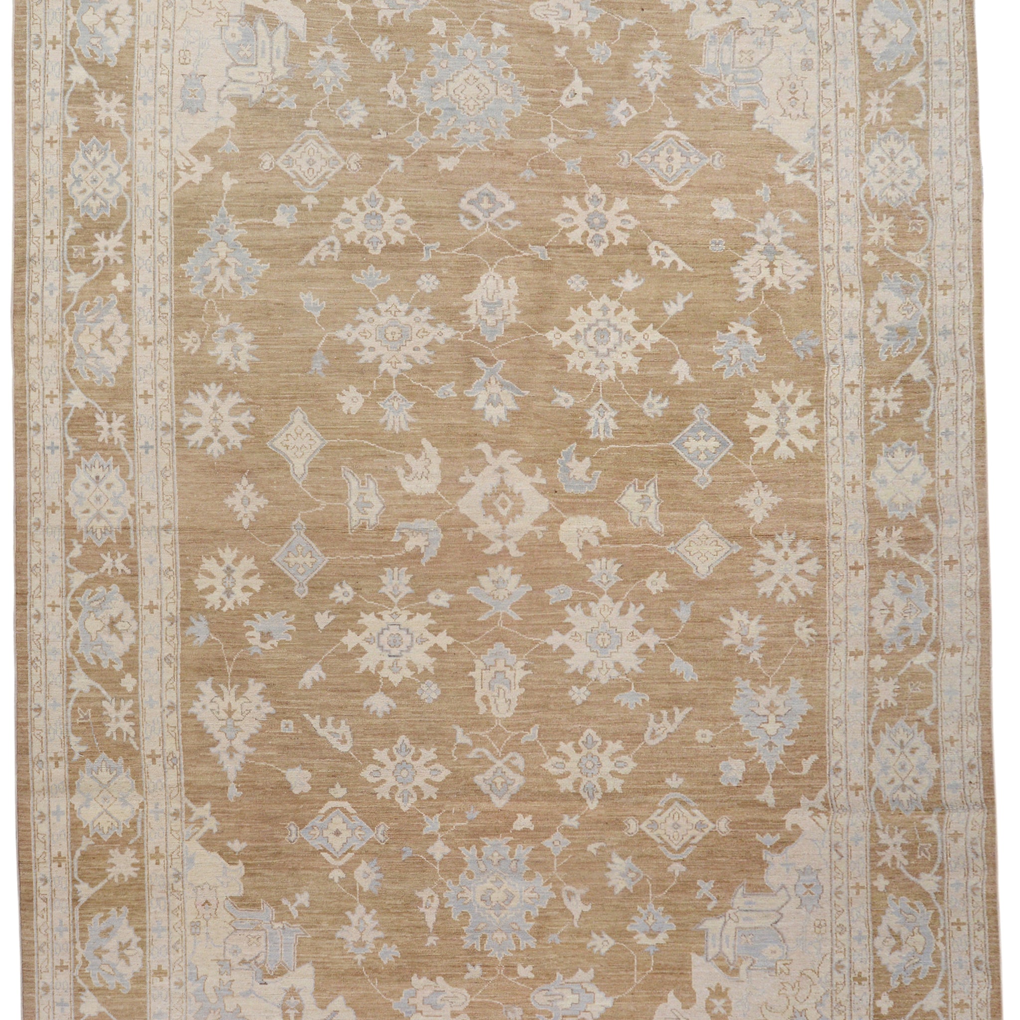Muted Floral Oushak Turkish Area Rug 9x13