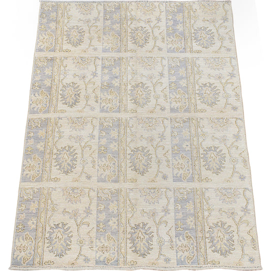 Muted Floral Oushak Turkish Area Rug 5x6