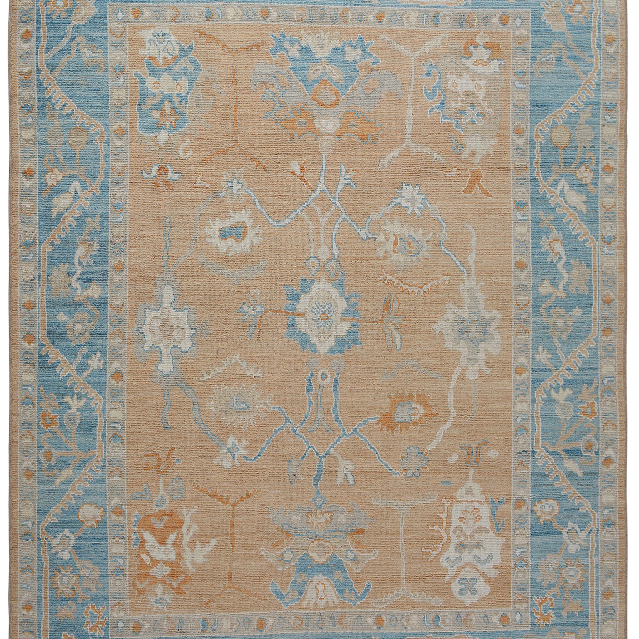 Vegetable Dye Floral Oushak Turkish Area Rug 8x10