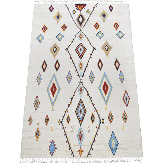 Ivory Tribal Diamond Moroccan Area Rug 9x13