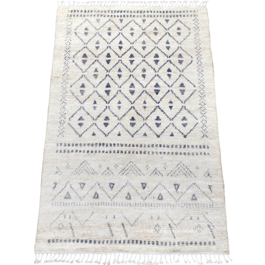 Ivory Tribal Diamond Moroccan Area Rug 5x8