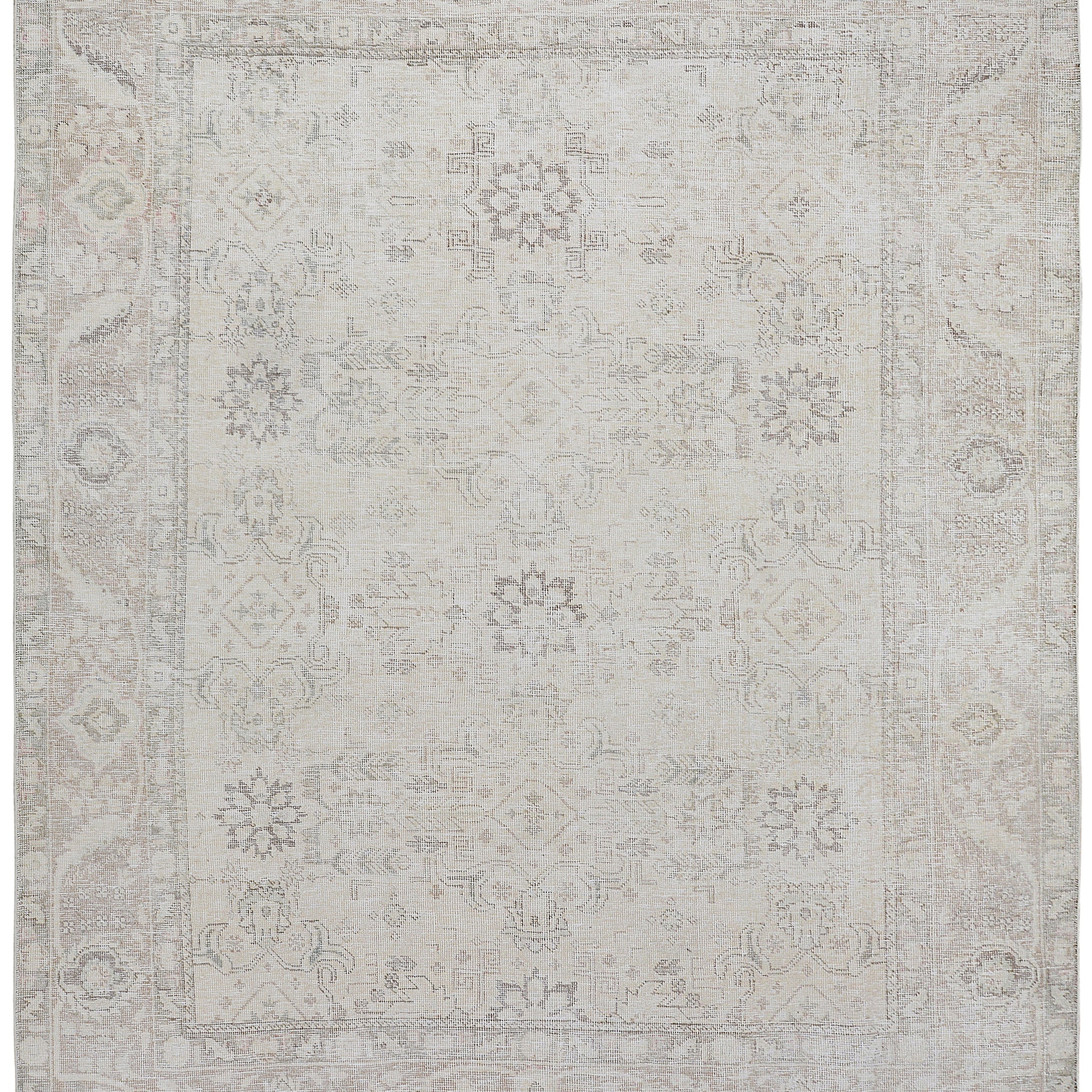 Muted All-Over Floral Tabriz Distressed Persian Area Rug 7x9