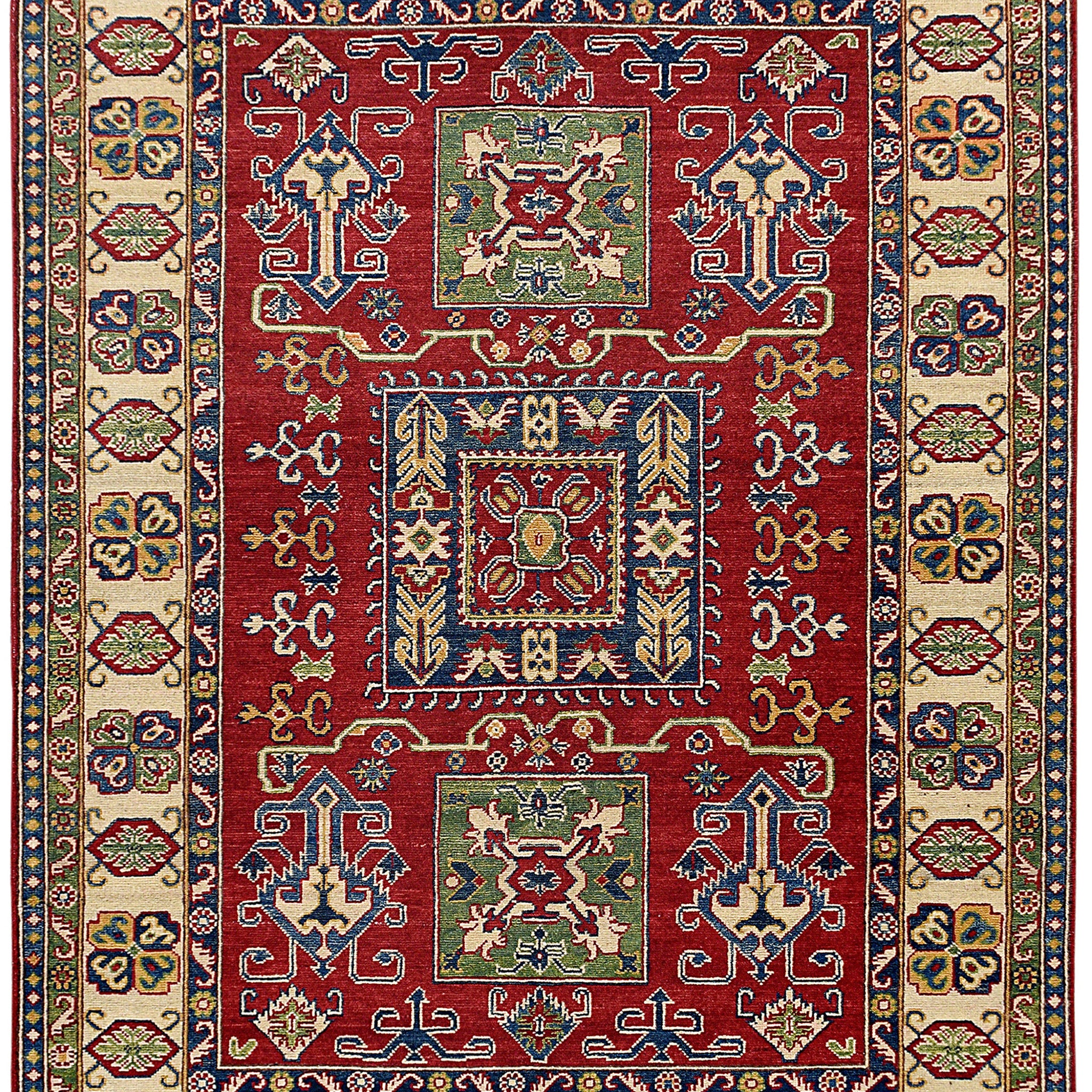 Geometric Super Kazak Oriental Area Rug 5x7