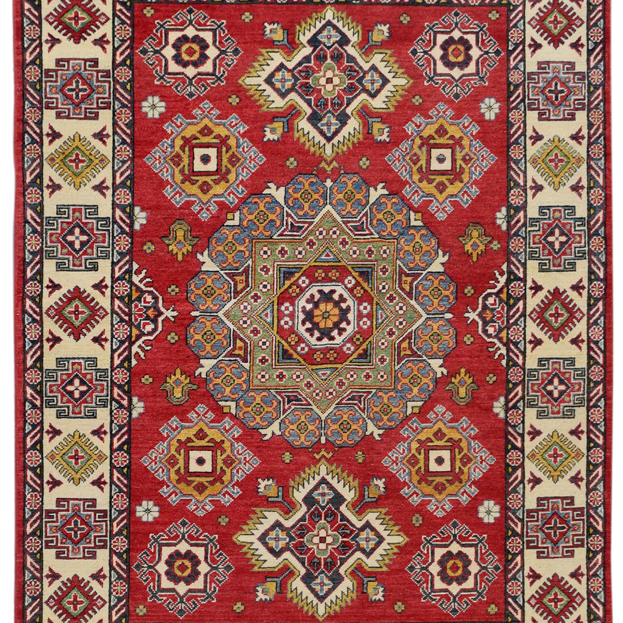 Geometric Super Kazak Oriental Area Rug 5x7