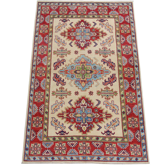 Geometric Super Kazak Oriental Area Rug 4x6