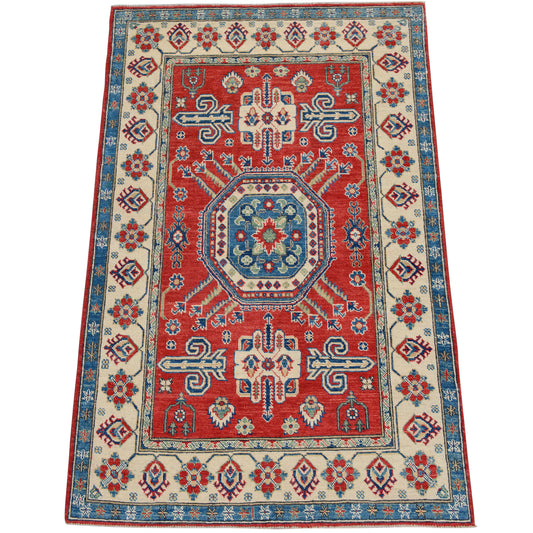 Geometric Super Kazak Oriental Area Rug 4x6