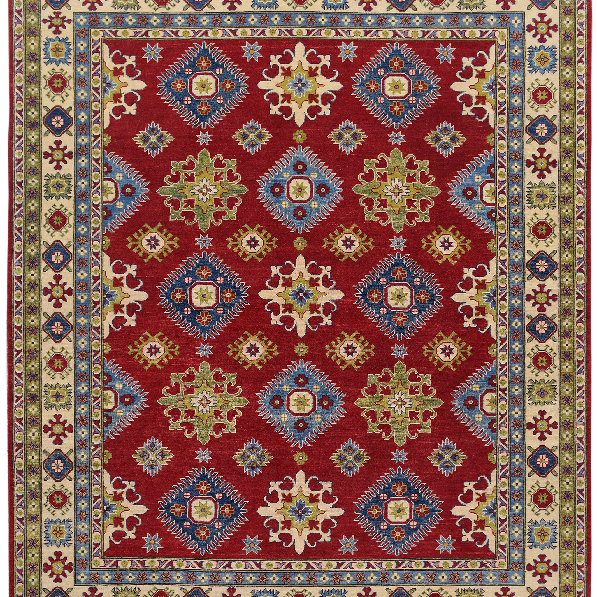 Red All-Over Geometric Super Kazak Oriental Area Rug 8x10