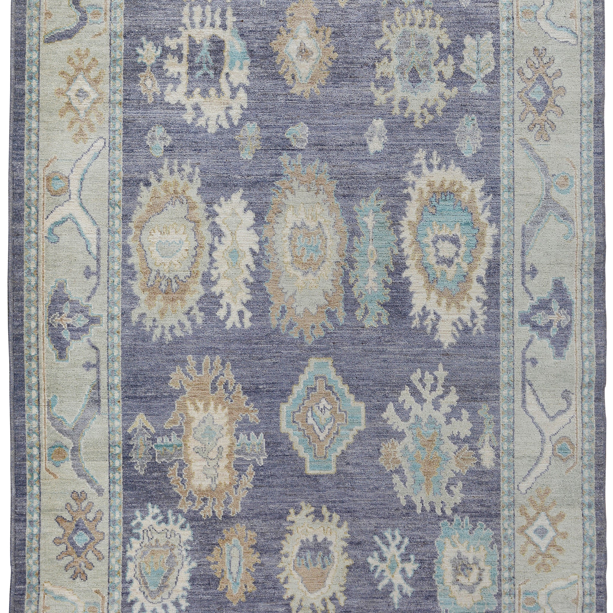 All-Over Floral Oushak Turkish Vegetable Dye Area Rug 6x9