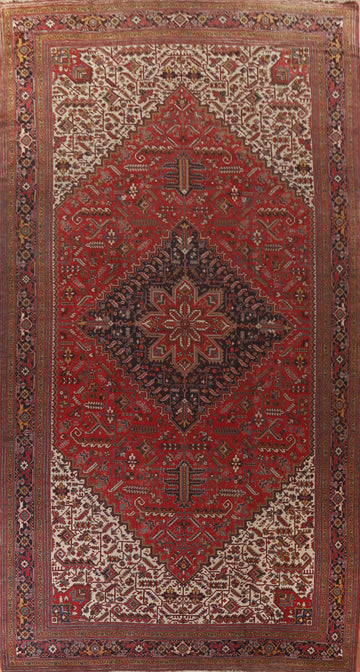 Antique 100% Vegetable Dye Heriz Persian Rug 13x23