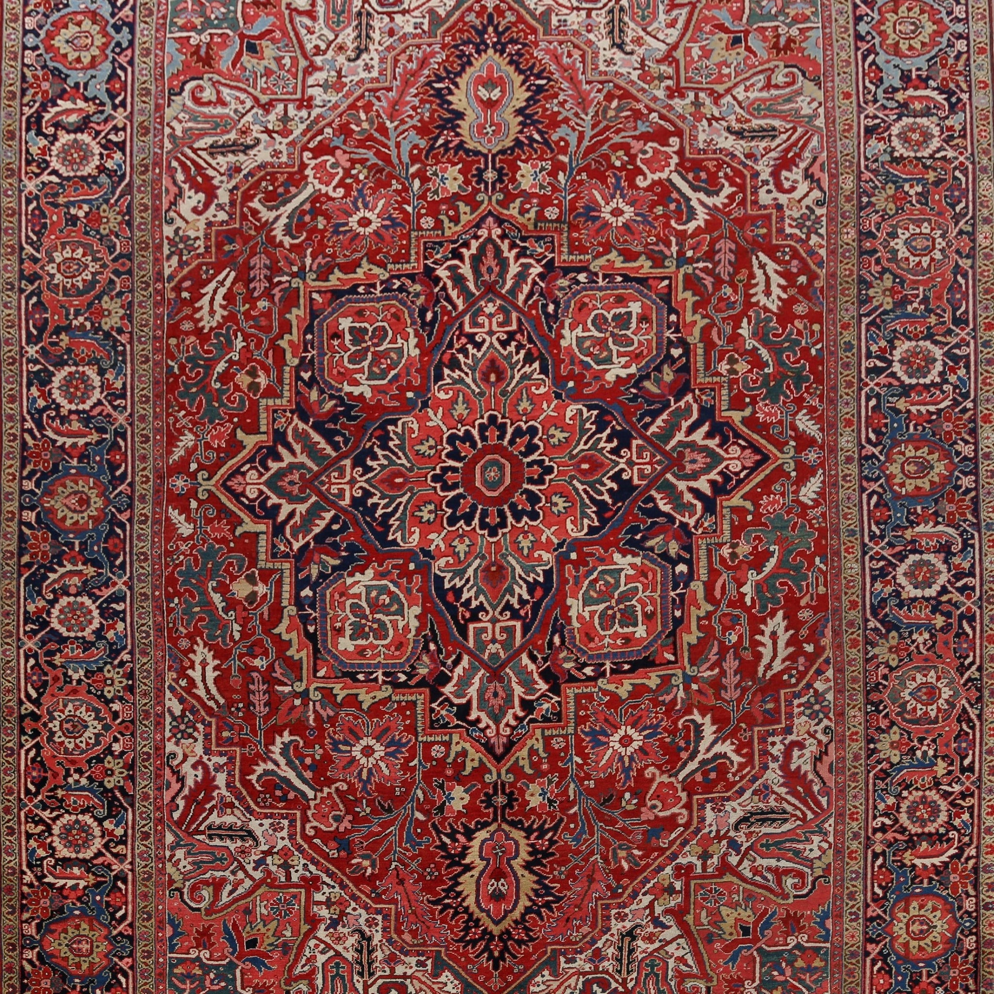 Antique Vegetable Dye Heriz Serapi Persian Area Rug 9x13