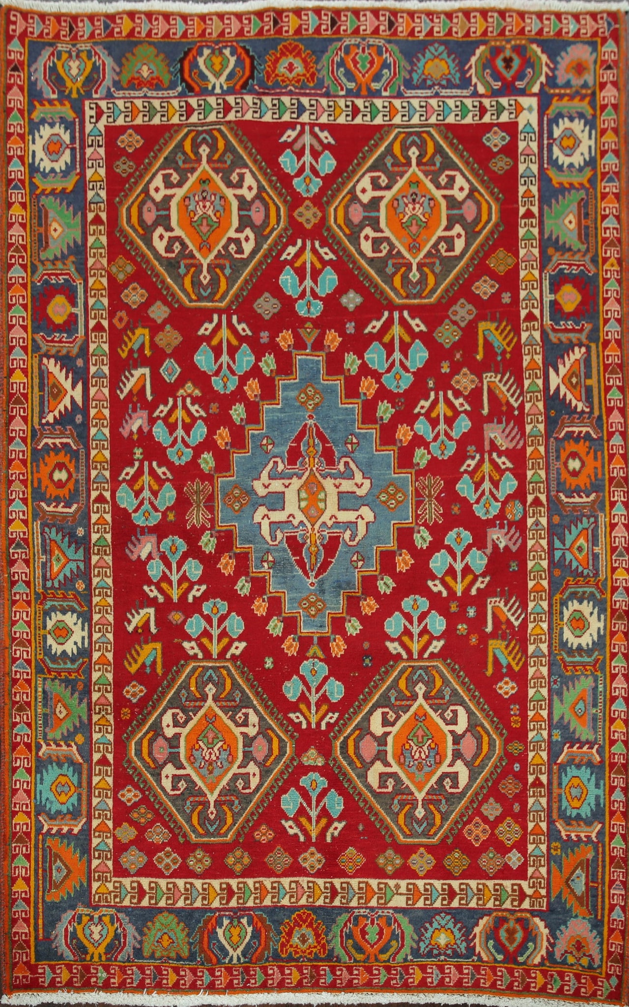 Vintage Vegetable Dye Kashkoli Nafar Persian Area Rug 3x5