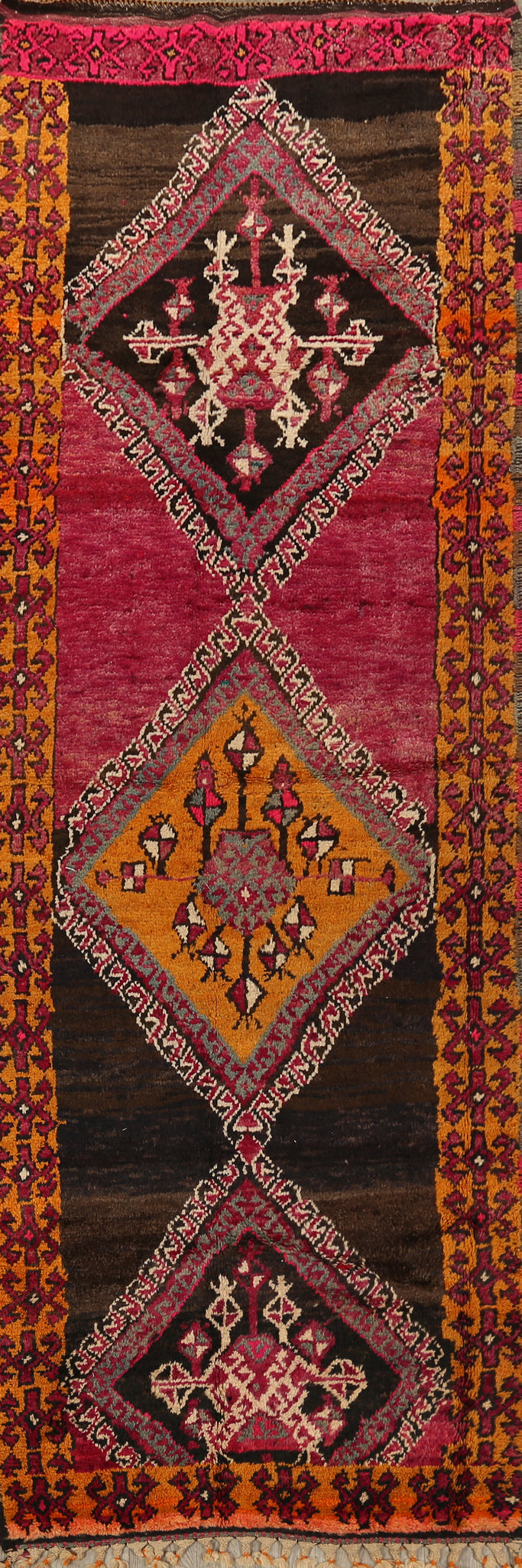 Vintage Geometric Lori Persian Runner Rug 4x11
