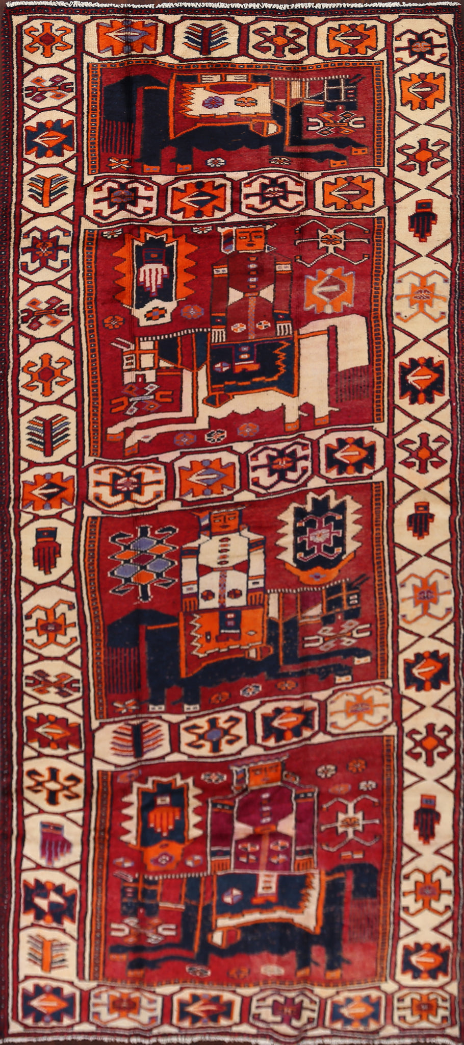 Geometric Red Lori Persian Runner Rug 5x12