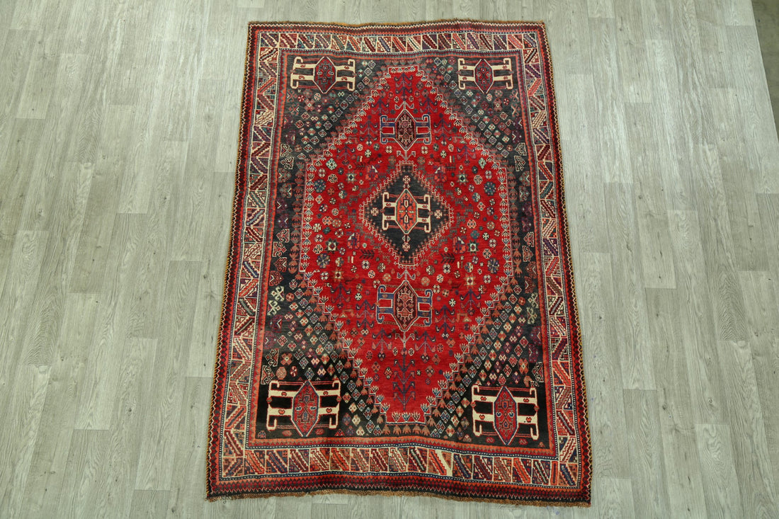 Vintage Tribal Geometric Abadeh Persian Area Rug 5x8