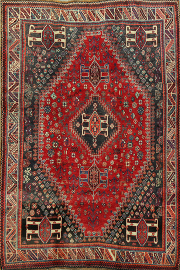 Vintage Tribal Geometric Abadeh Persian Area Rug 5x8