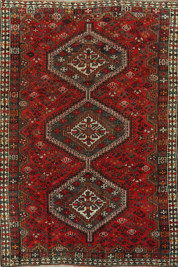 Antique Geometric Red Shiraz Persian Area Rug 6x10