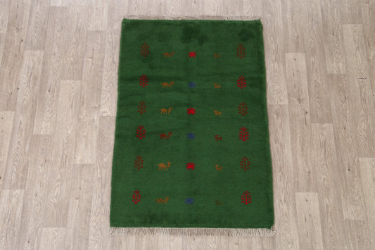 Green Tribal Gabbeh Shiraz Persian Area Rug 3x5