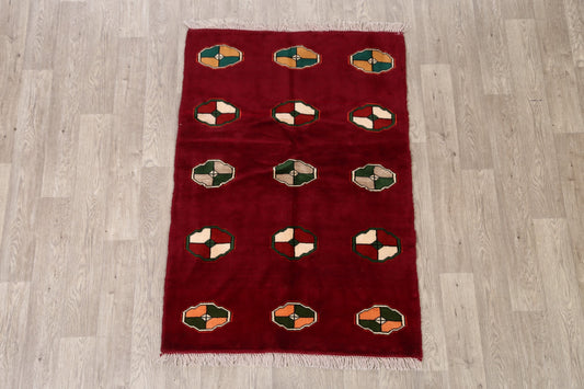 Geometric Red Gabbeh Shiraz Persian Area Rug 4x5