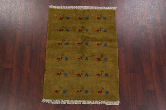 Green Tribal Gabbeh Shiraz Persian Area Rug 3x5