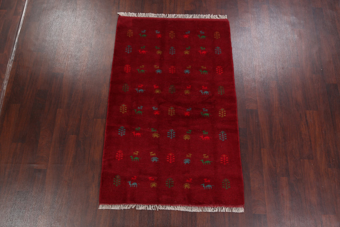 Animals Tribal Red Gabbeh Shiraz Persian Area Rug 4x7