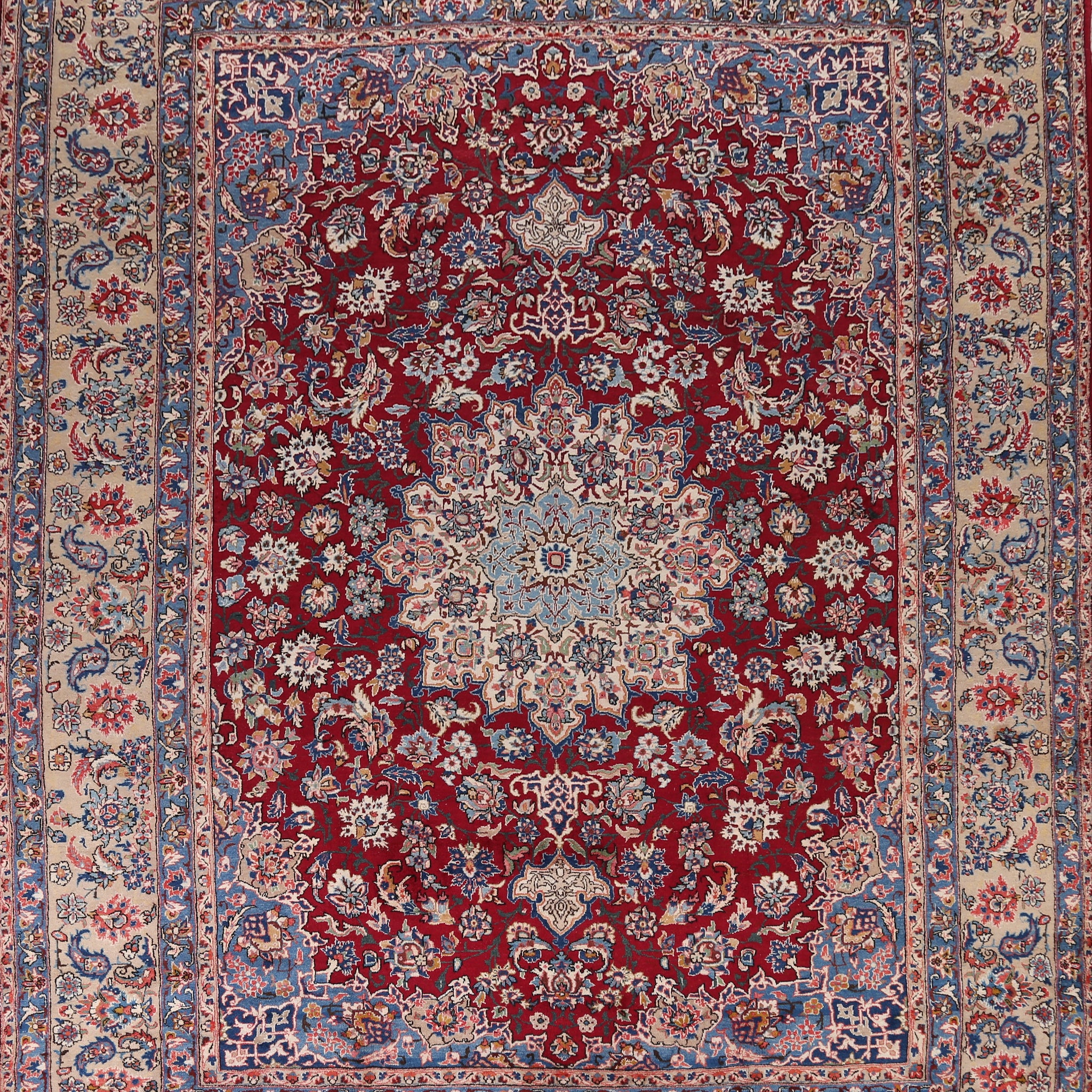 100% Vegetable Dye Red Yazd Persian Area Rug 10x13