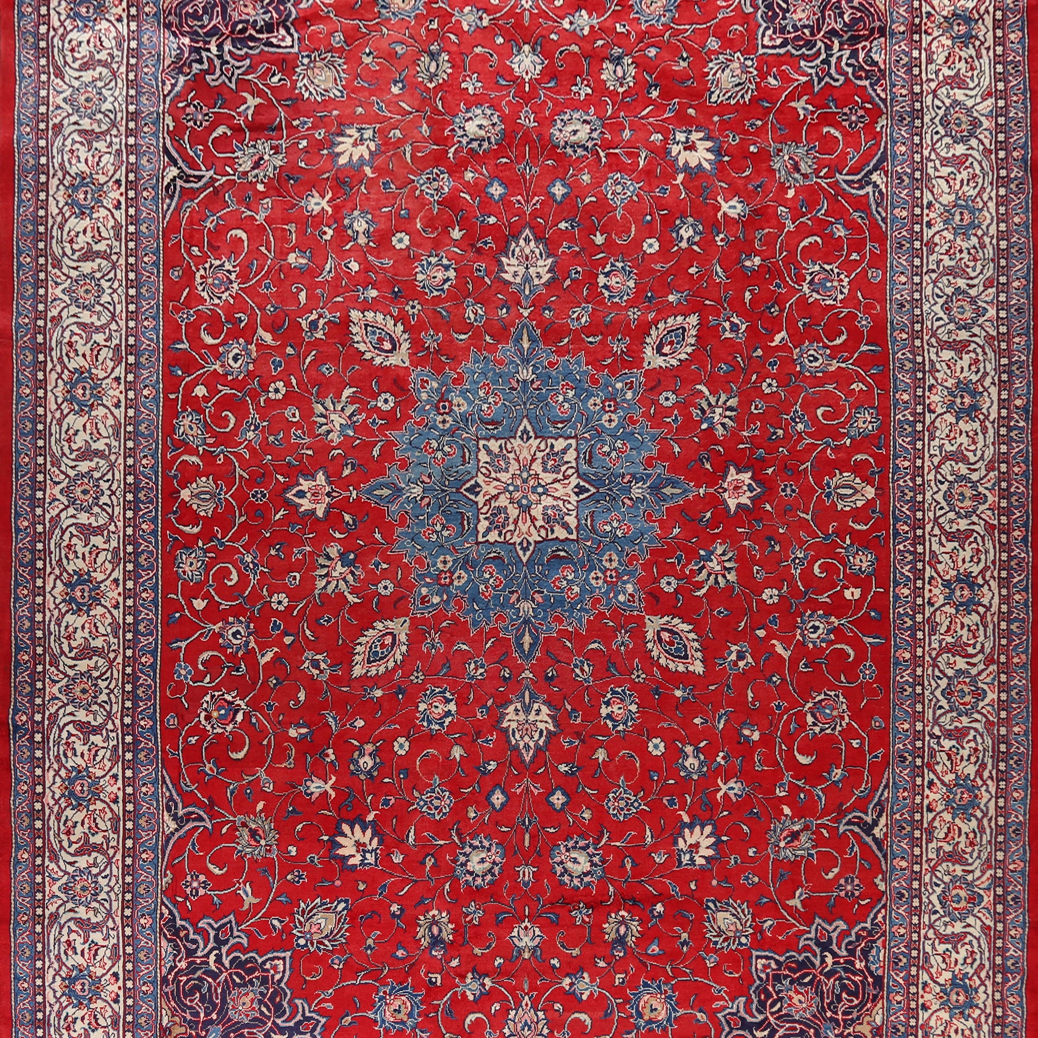 Vintage Red Floral Sarouk Persian Rug 11x16 Large