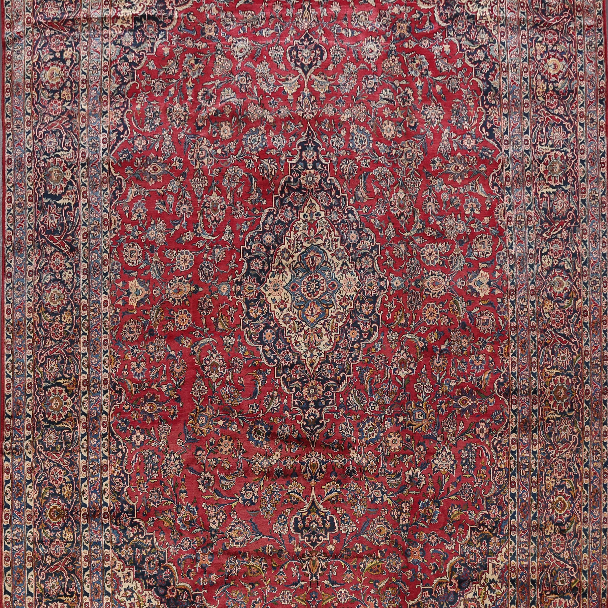 Antique 100% Vegetable Dye Kashan Persian Area Rug 10x15