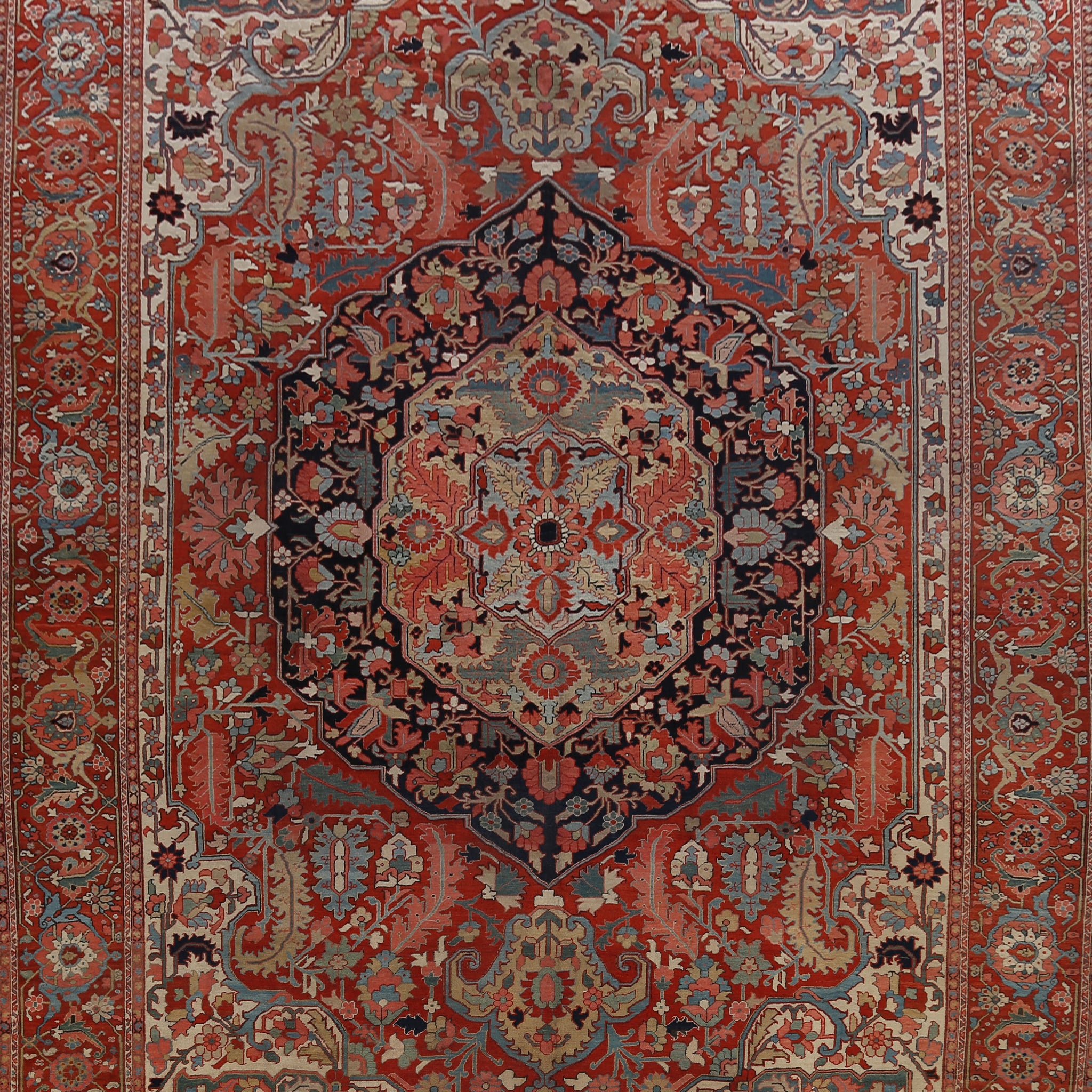 Antique Heriz Serapi Vegetable Dye Persian Area Rug 12x19
