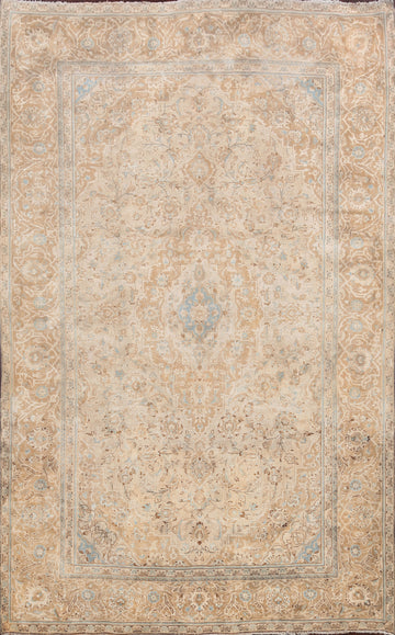 Muted Distressed Kashan Persian Area Rug 8x11