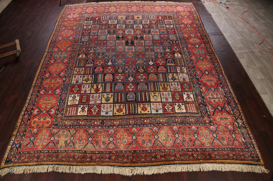 Pre-1900 Antique Bakhtiari Vegetable Dye Persian Rug 13x16