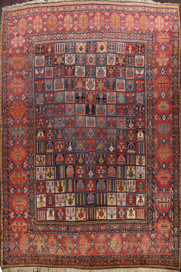 Pre-1900 Antique Bakhtiari Vegetable Dye Persian Rug 13x16