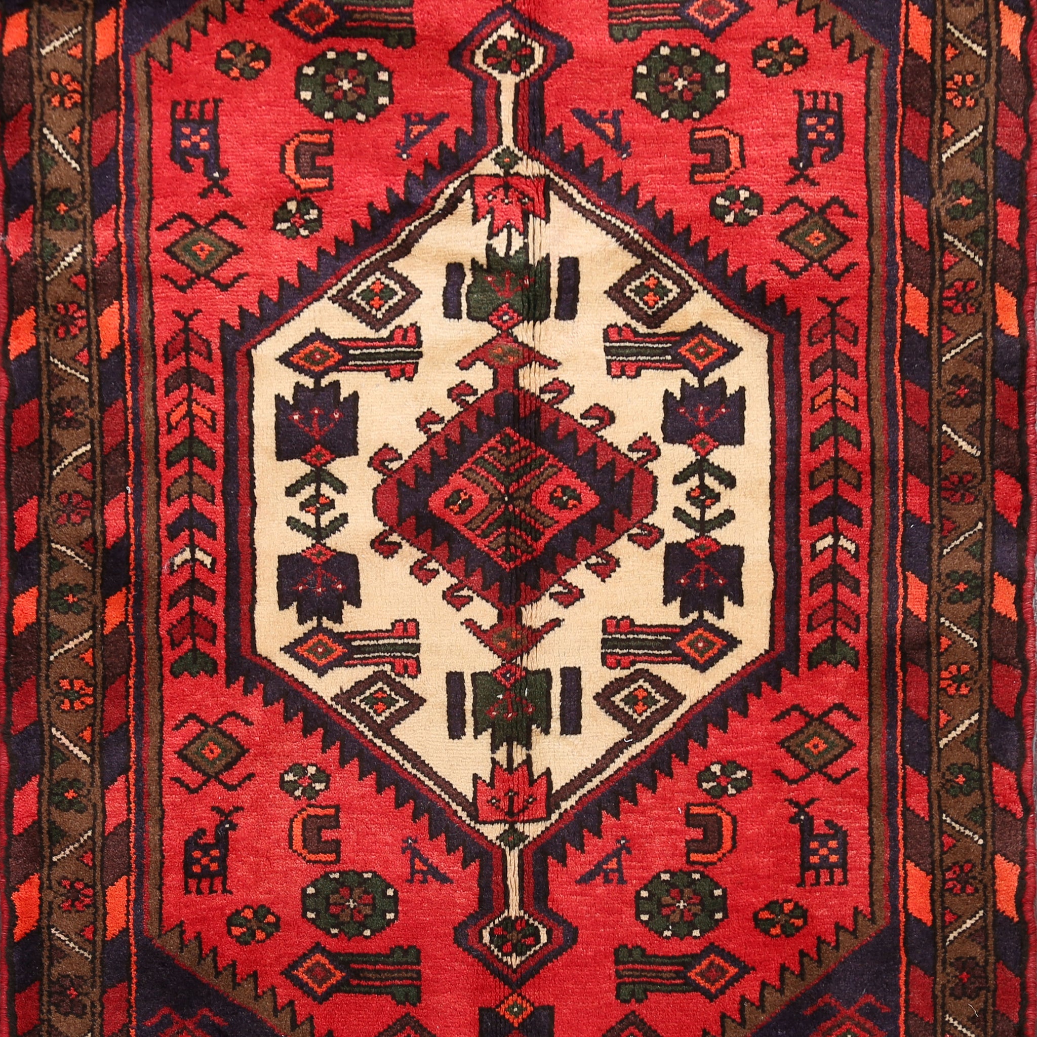 Tribal Hamedan Persian Area Rug 3x5