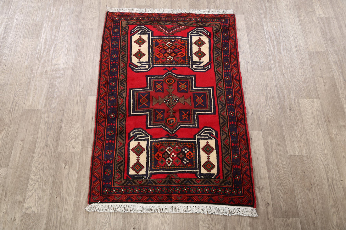 Geometric Hamedan Persian Area Rug 3x5