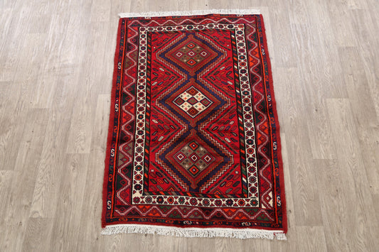 Geometric Hamedan Persian Area Rug 3x5