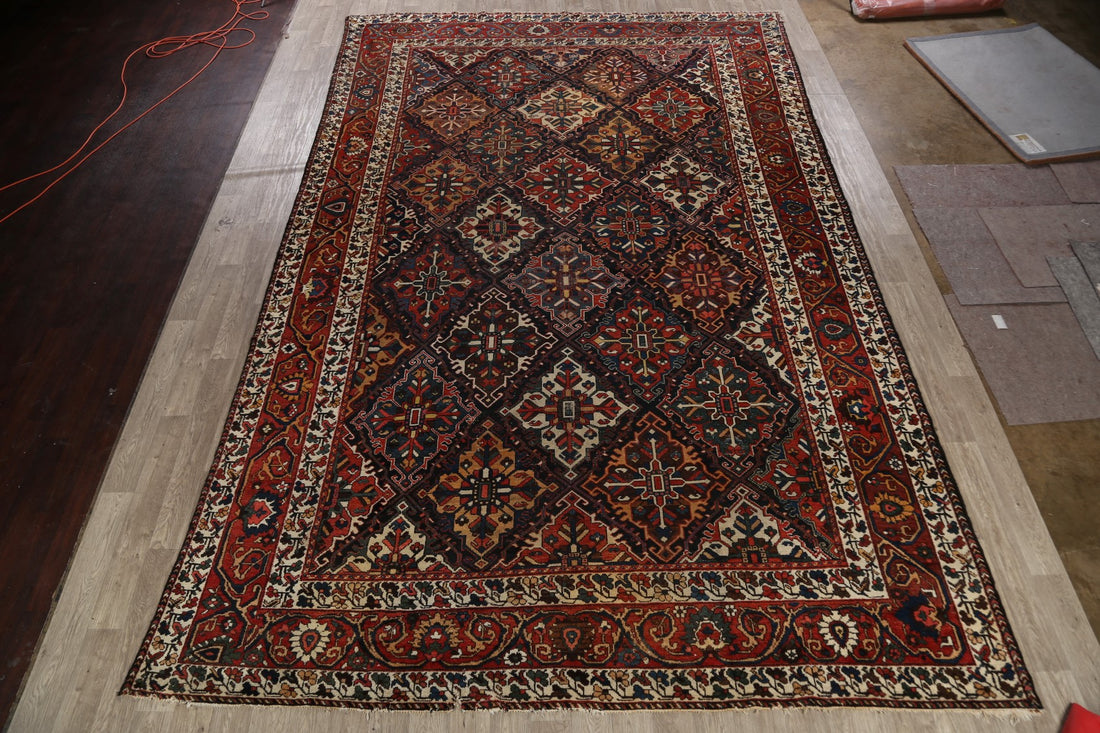 Pre-1900 Antique Vegetable Dye Bakhtiari Persian Rug 11x17