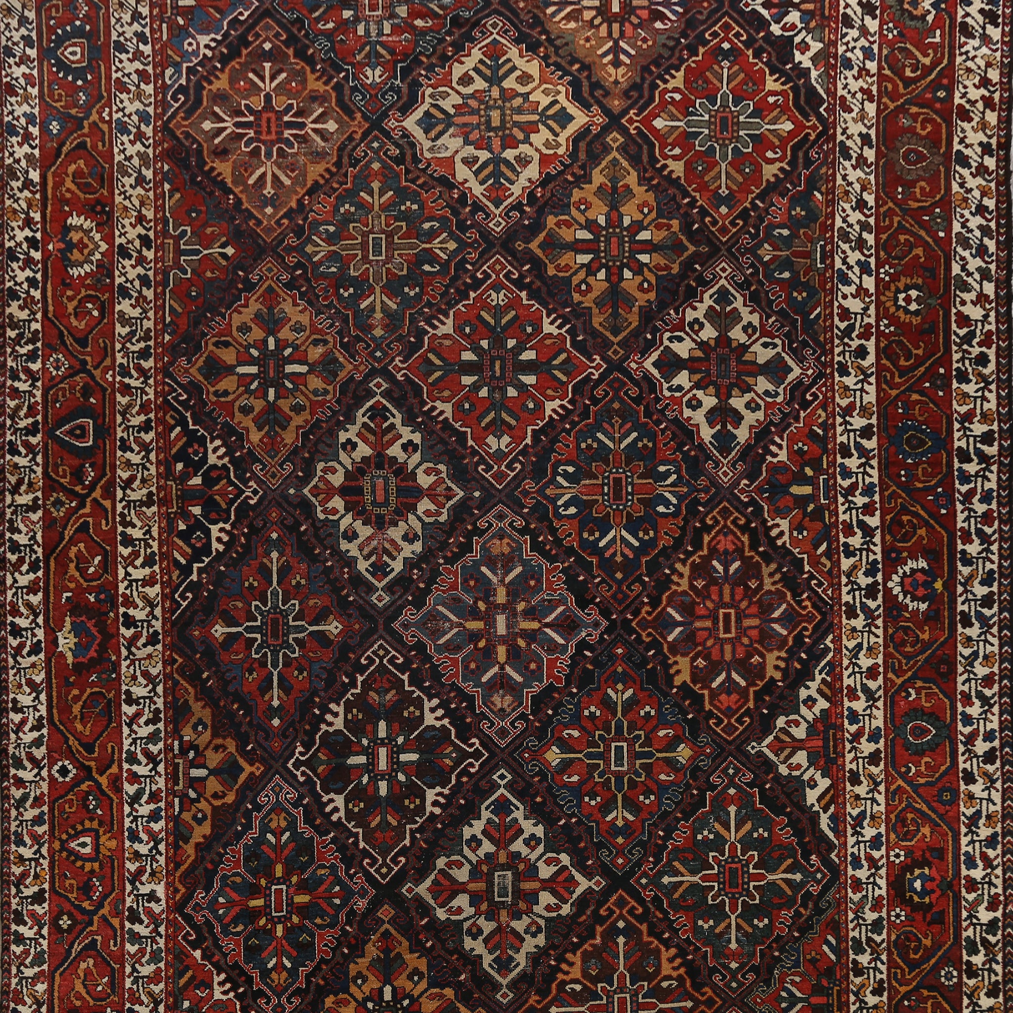 Pre-1900 Antique Vegetable Dye Bakhtiari Persian Rug 11x17