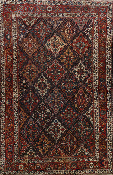 Pre-1900 Antique Vegetable Dye Bakhtiari Persian Rug 11x17