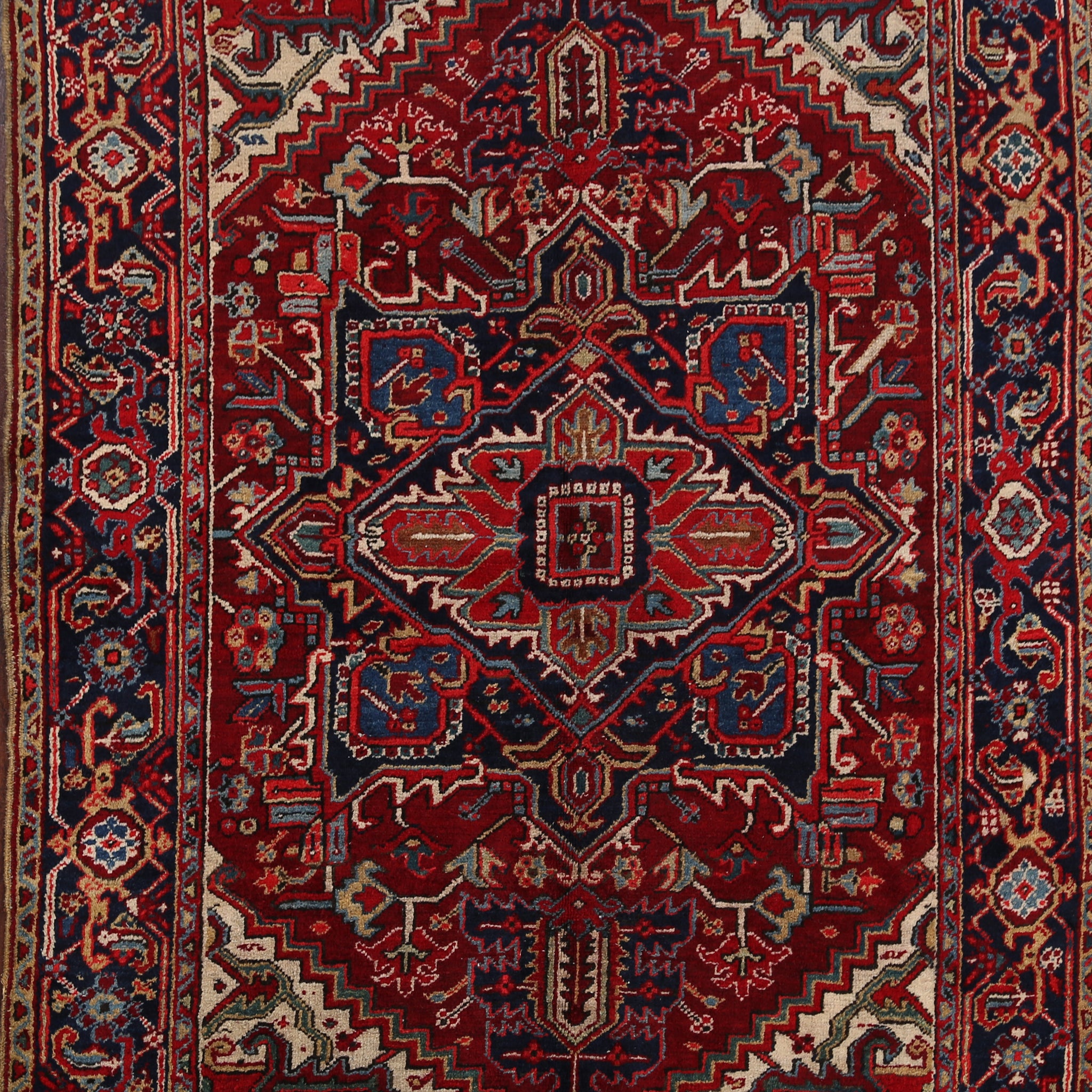 Antique Geometric Heriz Persian Area Rug 5x6