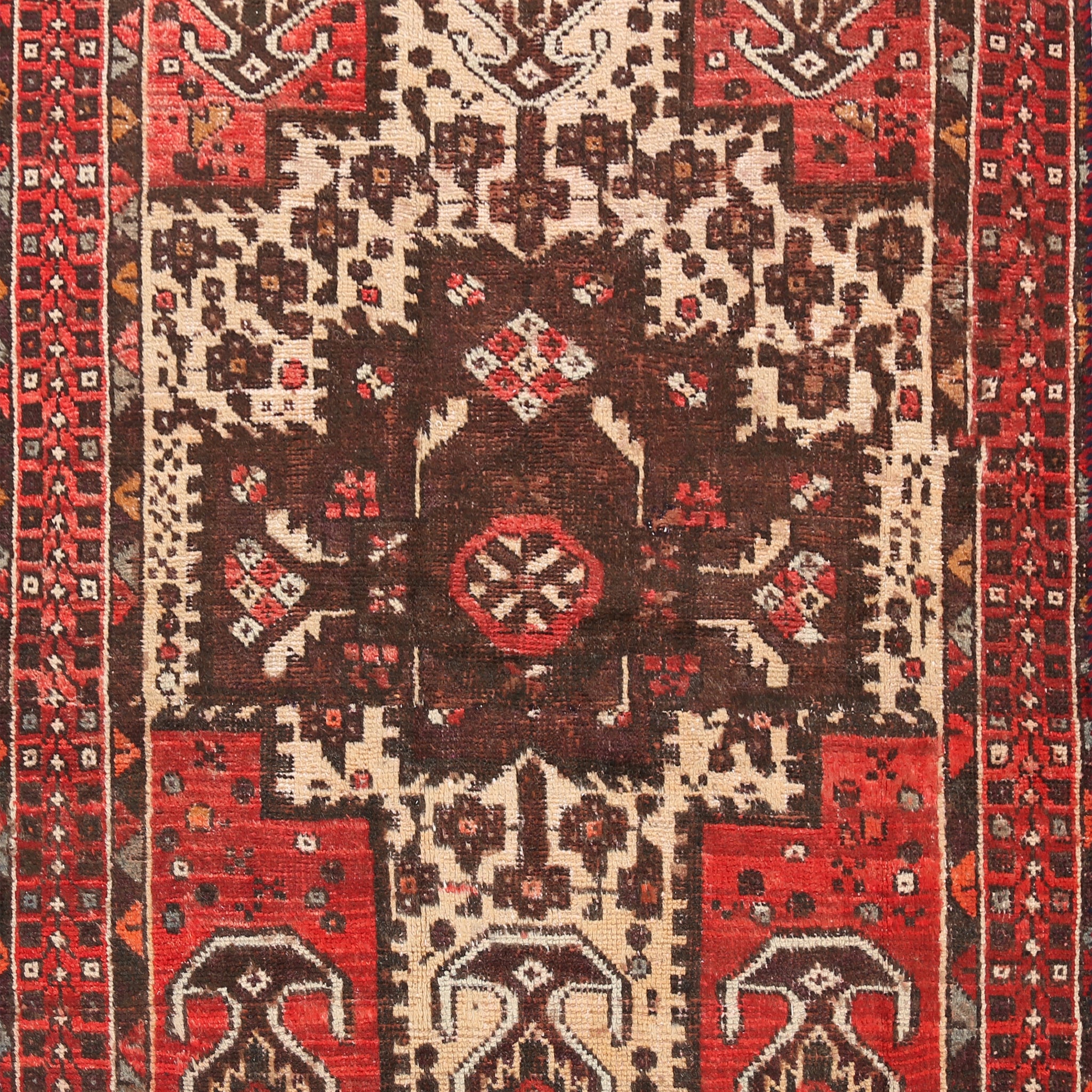 Antique Geometric Hamedan Persian Area Rug 4x6