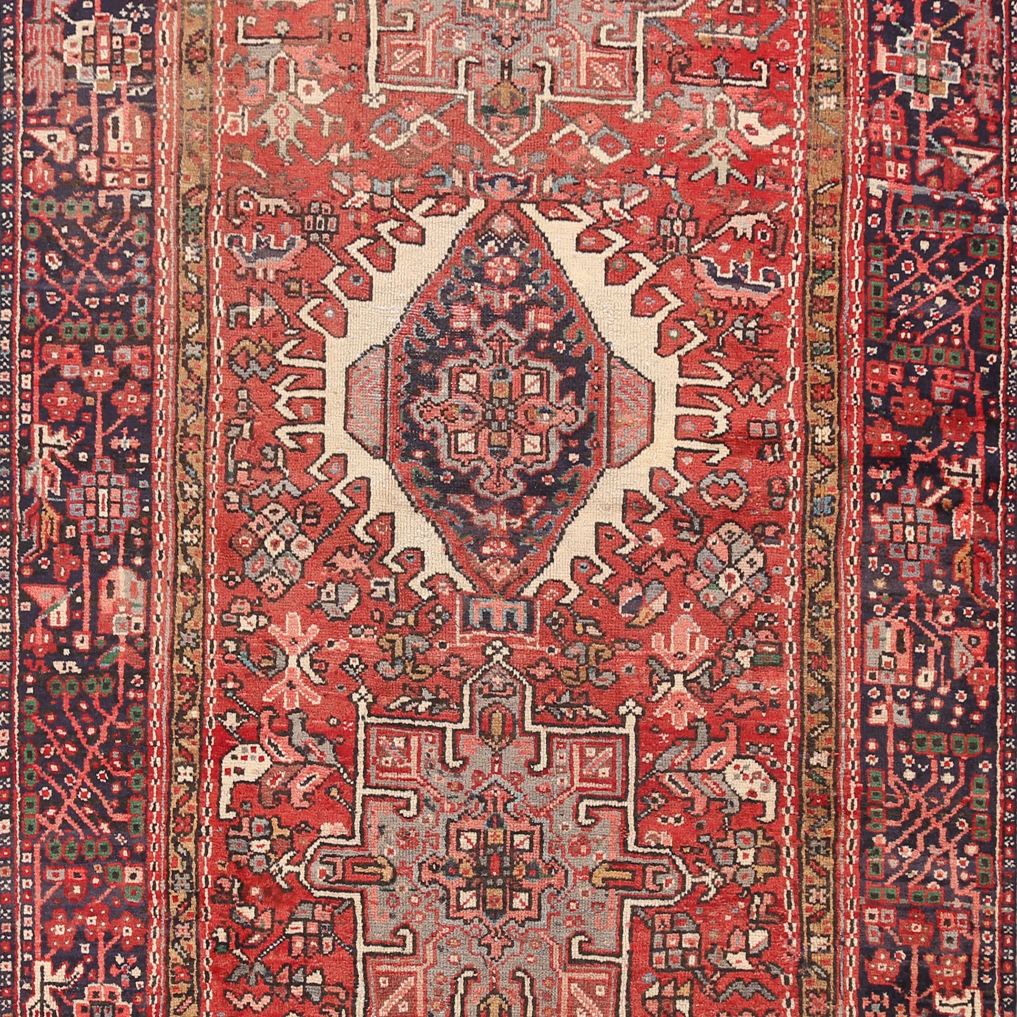 Antique 100% Vegetable Dye Gharajeh Persian Area Rug 4x6