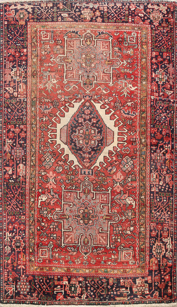 Antique 100% Vegetable Dye Gharajeh Persian Area Rug 4x6