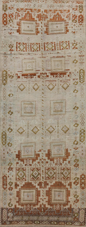 Antique Geometric Kazak Vegetable Dye Russian Area Rug 5x12