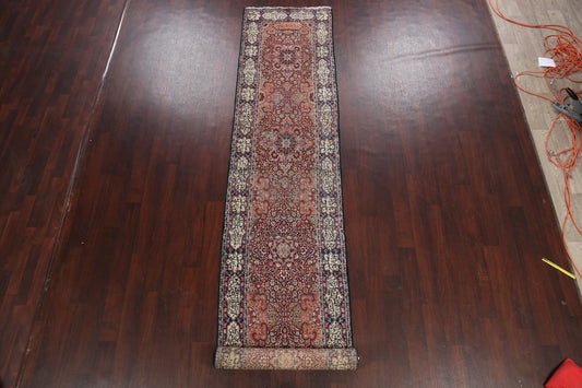 Antique Vegetable Dye Kerman Lavar Persian Runner Rug 3x19