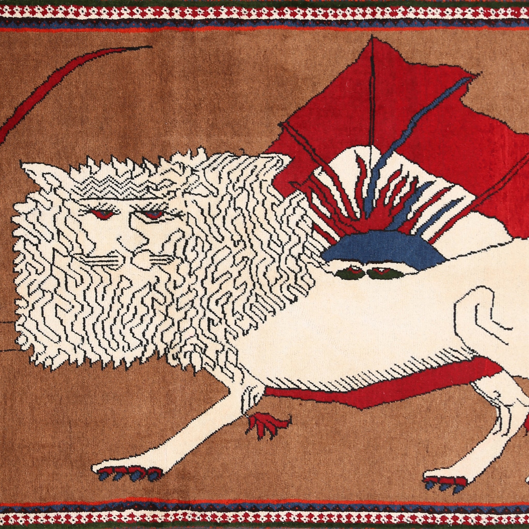 Animal Pictorial Shiraz Persian Area Rug 3x5