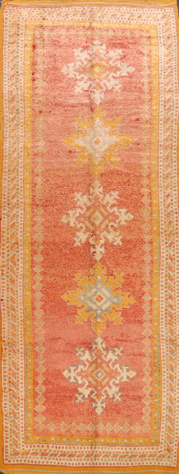 Antique Moroccan Vegetable Dye Oriental Runner Rug 4x11