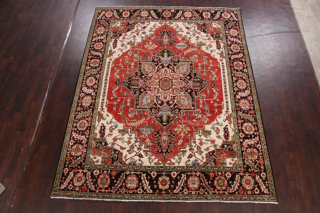 Geometric Heriz Serapi Vegetable Dye Oriental Area Rug 8x10