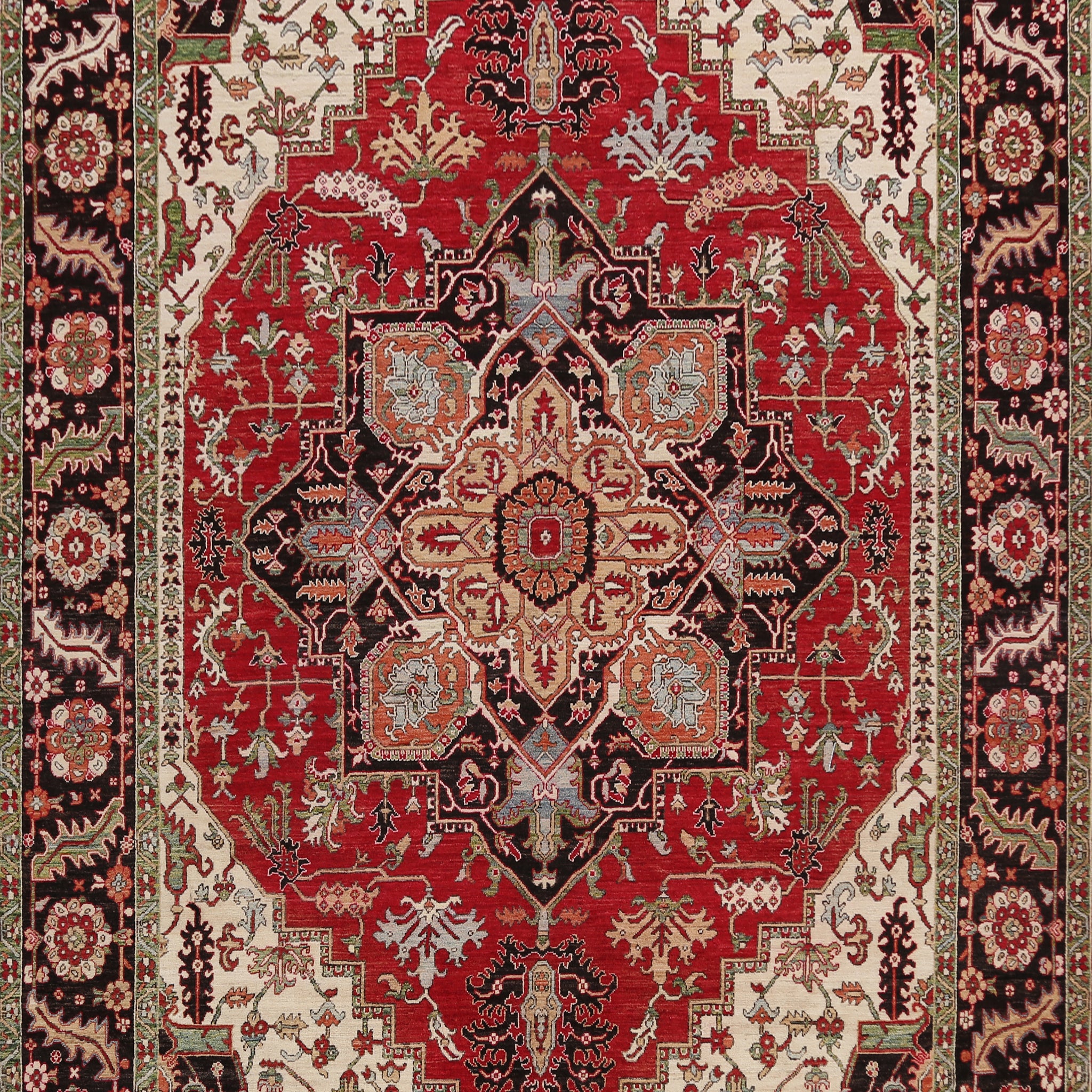 Geometric Heriz Serapi Vegetable Dye Oriental Area Rug 9x12