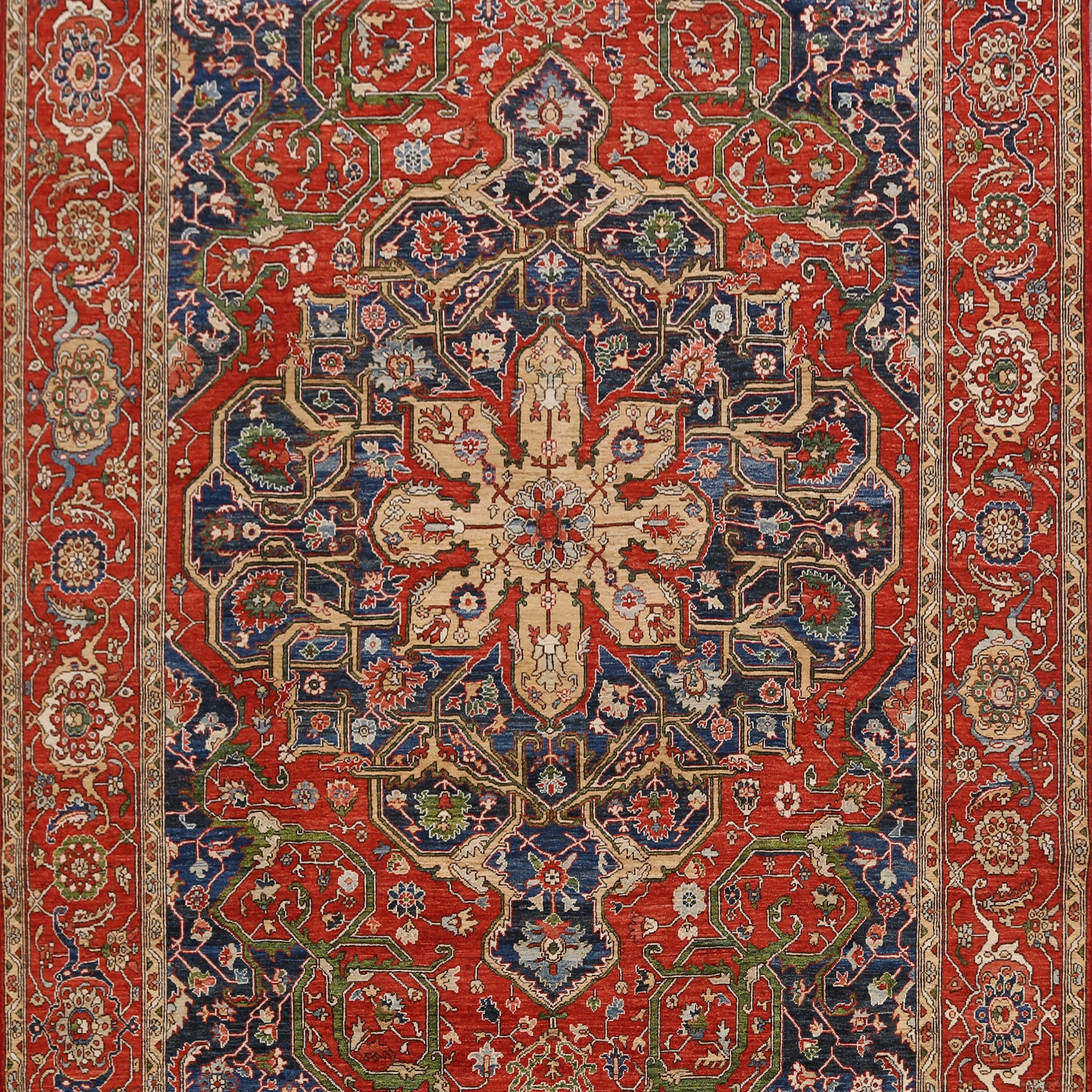 Geometric Heriz Serapi Vegetable Dye Oriental Area Rug 9x12